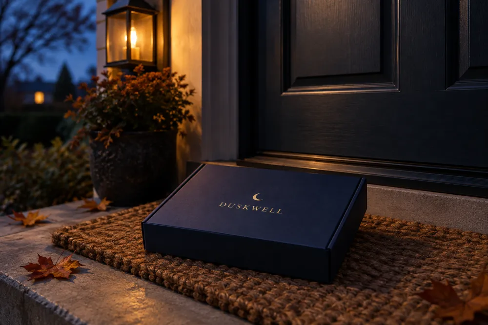Duskwell box arriving at a front door
